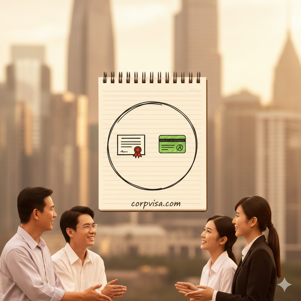 一张充满正能量的总结性图片。画面展示一个和谐的家庭场景或顾问与学生交谈的侧影，背景是一个模糊的、充满现代建筑的城市天际线。画面中心呈现出一个打开的记事本，上面画着一个象征完美的圆圈，圆圈内包含毕业证书和绿卡图标。光影温暖，色彩饱和度适中，给人一种规划圆满、前途光明的感觉，以此总结全文并引导用户进行下一步的报告咨询。