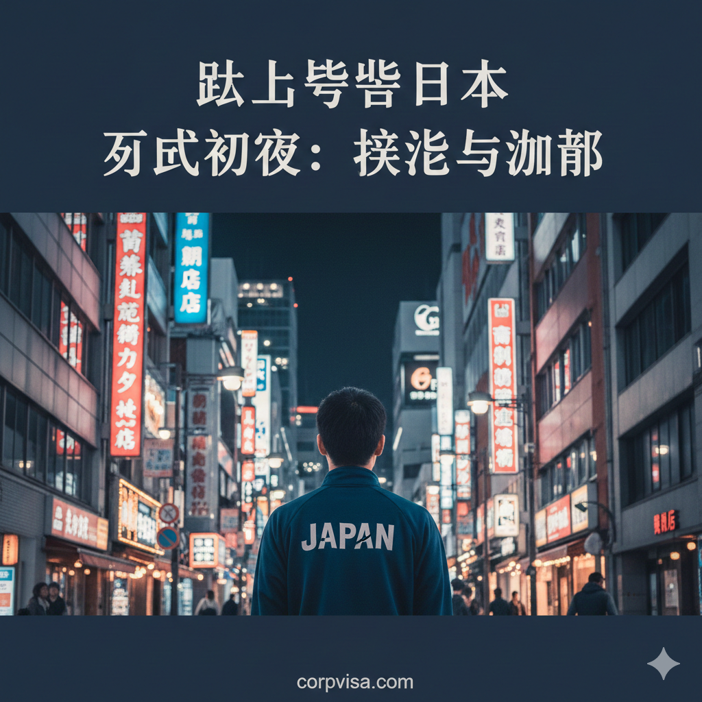 一张具有现代感和警示意味的文章封面图。画面中心是一名身着田径训练服的年轻留学生背影，正站在繁华的东京街头，周围闪烁着充满诱惑力的霓虹灯招牌。构图采用三分法，色彩呈现冷色调与霓虹暖色的强烈对比，象征着异国他乡的孤独与暗藏的危机。画面上方留白，方便添加标题文字，风格沉稳且具有深度。