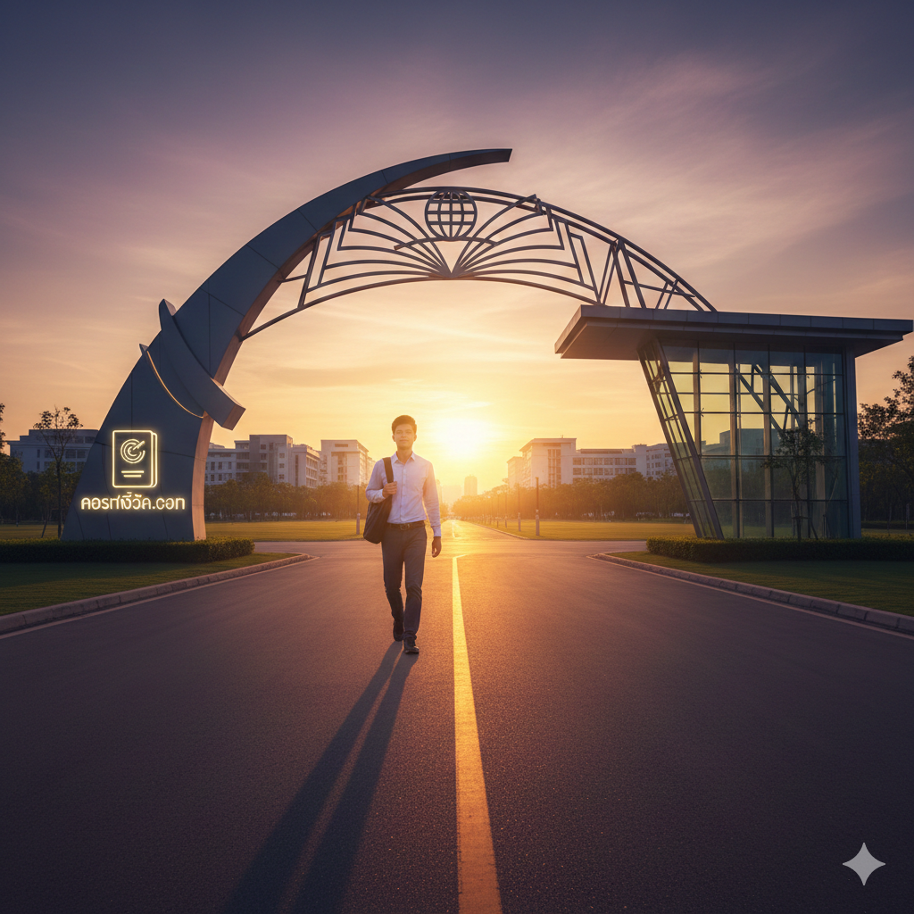 A visionary closing image showing a student walking towards a bright horizon or a modern campus gateway, symbolizing a successful future. The Corpvisa logo and website URL 'corpvisa.com' are subtly integrated into the design. The composition uses a wide-angle lens perspective to create a sense of scale and opportunity. Colors are vibrant and warm, evoking a feeling of accomplishment and the start of a new life chapter.
